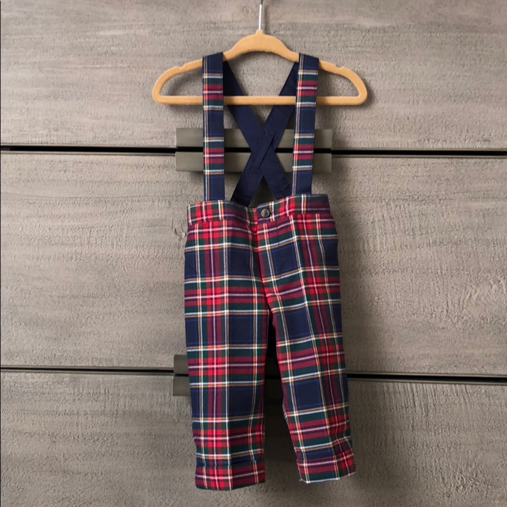 Plaid pant with suspender combo 3-6 mo